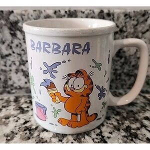 Vintage 1978 Garfield Cat Painting Painters Coffee Mug Personalized Name Barbara